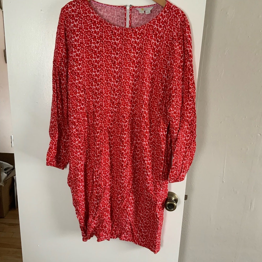 Boden Red Floral Pattern Dress